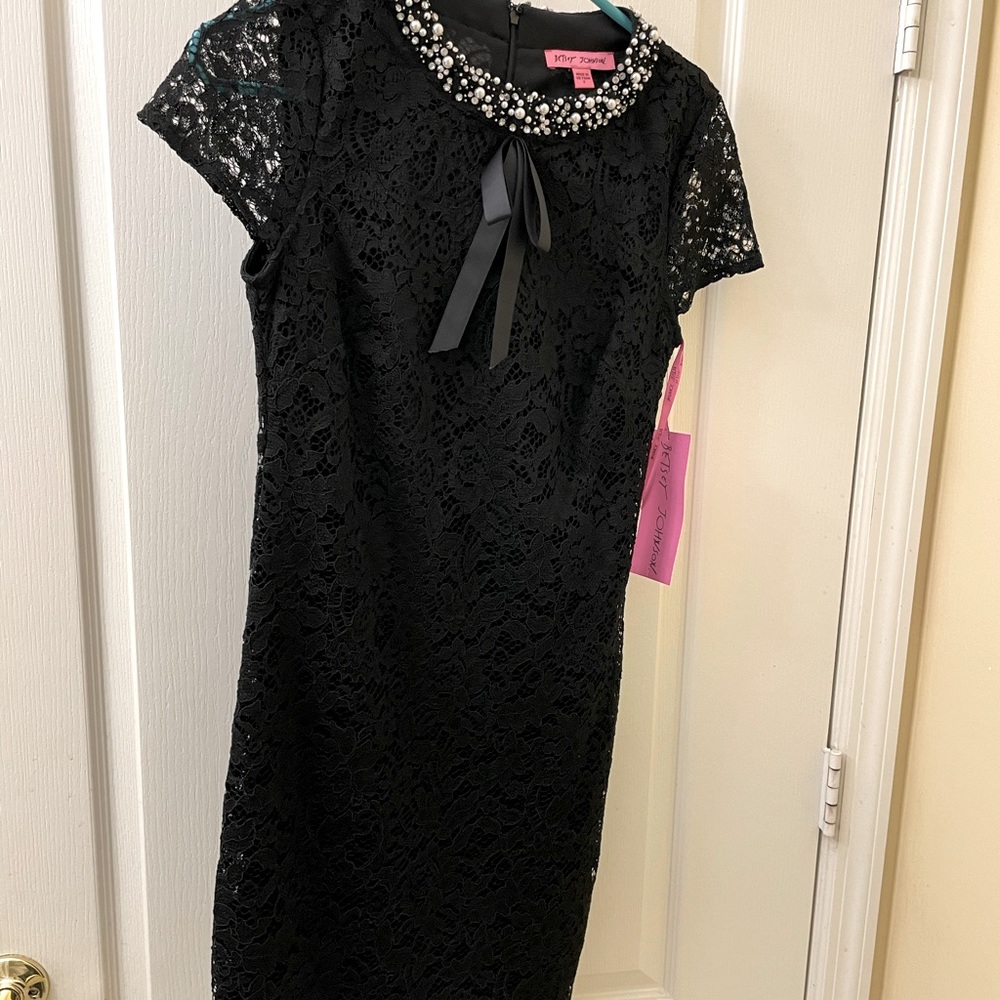 Betsey Johnson lace jeweled neckline dress. Dress is fully lined